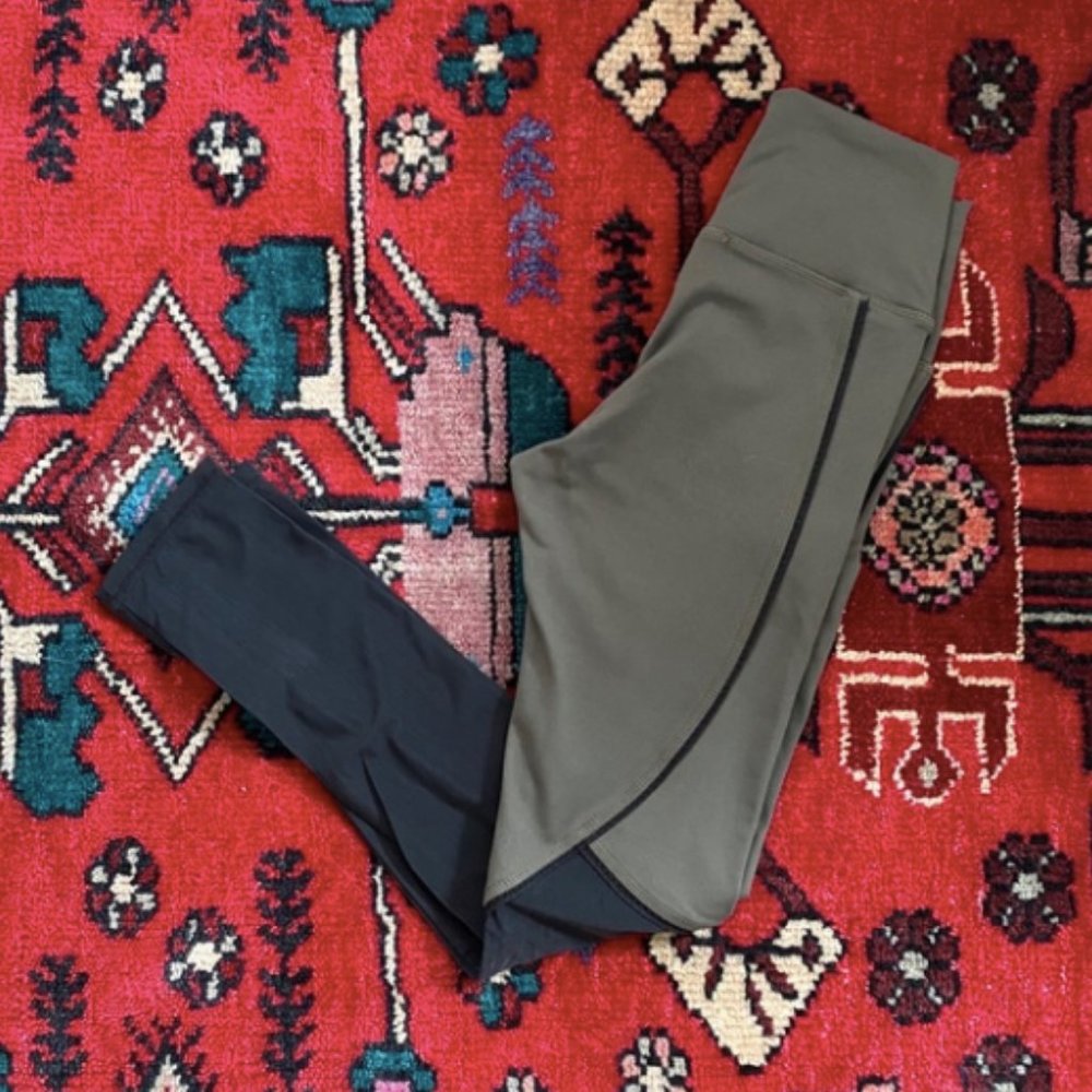 Olive green and black mesh Fabletic Leggings